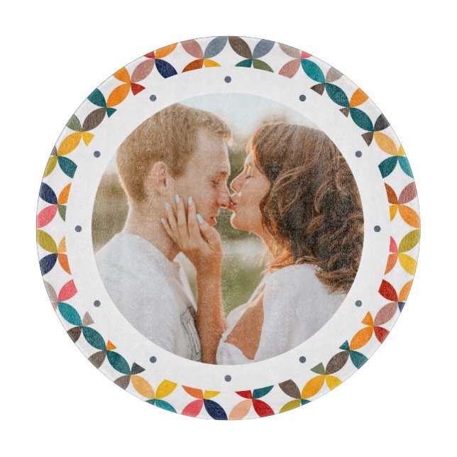 Custom Photo Modern Colourful Personalised Cutting Board (Front)
