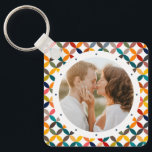 Custom Photo Modern Colourful Personalised Key Ring<br><div class="desc">Custom Photo Modern Colourful Personalised Jigsaw Puzzle features a colourful modern geometric pattern with your favourite photo in the centre. PHOTO TIP: centre your photo prior to uploading to Zazzle. Perfect as a gift for mum,  dad,  grandparents,  friends,  family and more. Designed by Evco Studio www.zazzle.com/store/evcostudio</div>