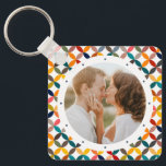 Custom Photo Modern Colourful Personalised Key Ring<br><div class="desc">Custom Photo Modern Colourful Personalised Jigsaw Puzzle features a colourful modern geometric pattern with your favourite photo in the centre. PHOTO TIP: centre your photo prior to uploading to Zazzle. Perfect as a gift for mum,  dad,  grandparents,  friends,  family and more. Designed by Evco Studio www.zazzle.com/store/evcostudio</div>