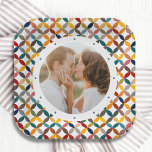 Custom Photo Modern Colourful Personalised Paper Plate<br><div class="desc">Custom Photo Modern Colourful Personalised Paper Party Plates features a colourful modern geometric pattern with your favourite photo in the centre. PHOTO TIP: centre your photo prior to uploading to Zazzle. Designed by Evco Studio www.zazzle.com/store/evcostudio</div>