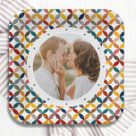 Custom Photo Modern Colourful Personalised Paper Plate<br><div class="desc">Custom Photo Modern Colourful Personalised Paper Party Plates features a colourful modern geometric pattern with your favourite photo in the centre. PHOTO TIP: centre your photo prior to uploading to Zazzle. Designed by Evco Studio www.zazzle.com/store/evcostudio</div>