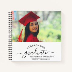 Custom Photo Modern Elegant Graduation Guest Notebook