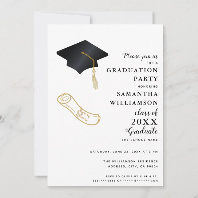 Custom Photo Modern Elegant Graduation Party Invitation (Front)