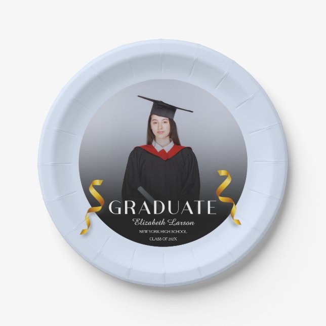 Custom Photo Modern Elegant Senior Graduation Part Paper Plate (Front)