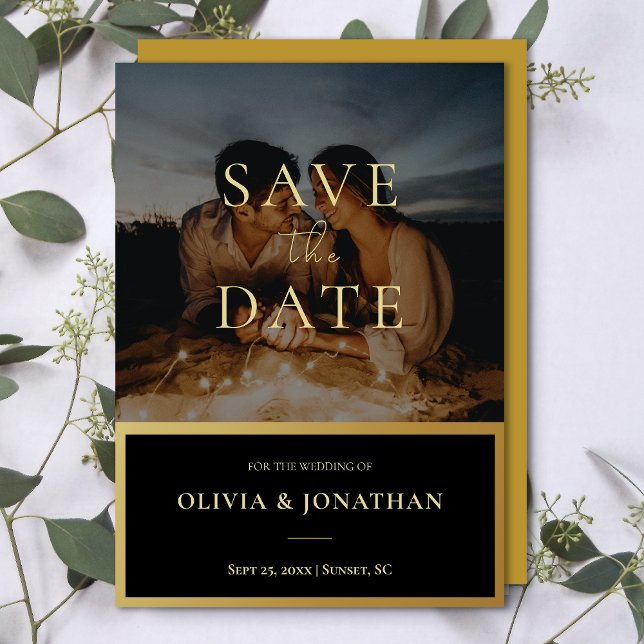 custom Photo Modern Gold Save the Date Invitation (custom Photo Modern Gold Save the Date Invitation)