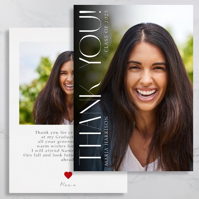 Custom Photo Modern Graduation  Thank You Card (Creator Uploaded)