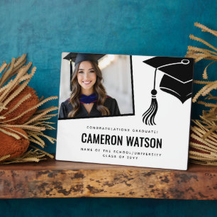 Custom Photo Modern Hat and Tassel Graduation Plaque