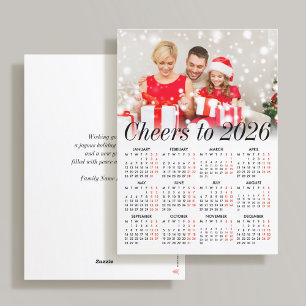 Custom Photo Modern Holiday 2026 Calendar Card