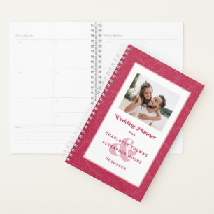 Custom Photo Modern Magenta Red Weddings Monthly Planner