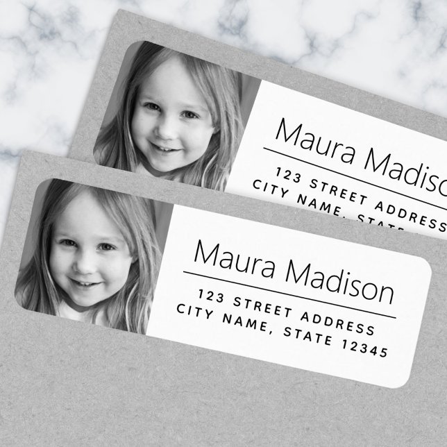 Custom photo modern minimal return address label (Creator Uploaded)