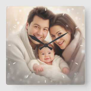 Custom Photo Modern Mum Mother's Day Gift Square Wall Clock