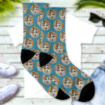 Custom Photo Modern Personalised Teal Blue Socks<br><div class="desc">Upload a photo, and easily create your personalised photo socks. For the best results, please use a square image. Click EDIT USING DESIGN TOOL to change the background colour for each sock side. You can TRANSFER this design on other Zazzle products and adjust it to fit most Zazzle items. Thank...</div>