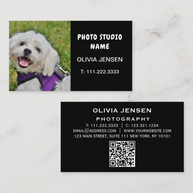 Custom Photo Modern Pet Photography Business Card (Front/Back)