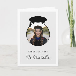 Custom Photo Modern PhD Doctorate Degree Graduate Card