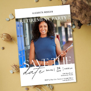 Custom Photo Modern Retirement Party Save the Date Invitation
