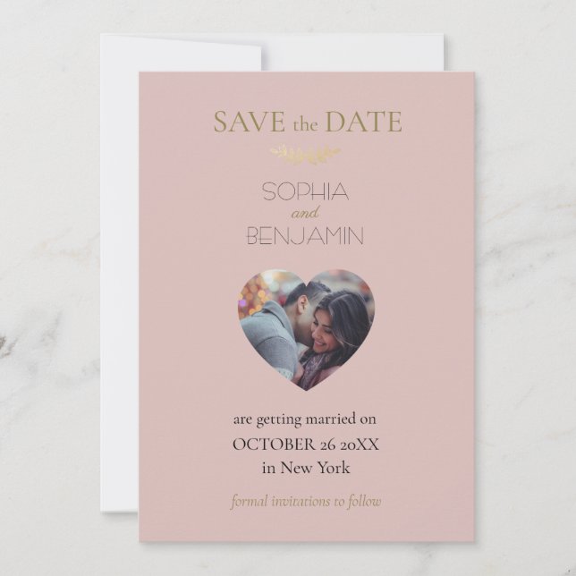 Custom Photo Modern Simple And Minimalist Wedding Save The Date (Front)