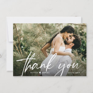 Custom Photo Modern Simple Blank back Wedding Thank You Card