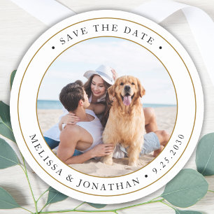 Custom Photo Modern Wedding Save The Date Classic Round Sticker