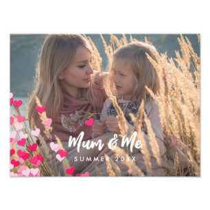 Custom Photo Modern Writing Scattered Pink Hearts