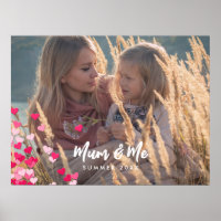 Custom Photo Modern Writing Scattered Pink Hearts