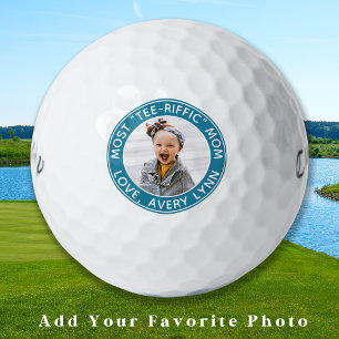 Custom Photo MOM Personalised Trendy Modern Golfer Golf Balls