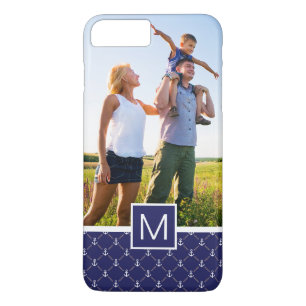 Custom Photo & Monogram Anchor pattern iPhone 8 Plus/7 Plus Case