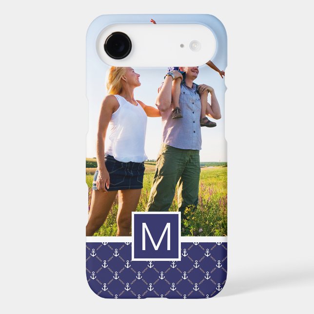 Custom Photo & Monogram Anchor pattern Case-Mate iPhone Case (Back)