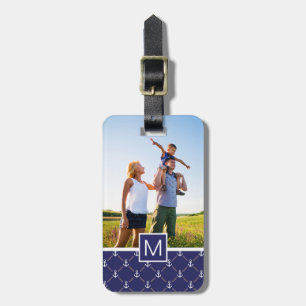 Custom Photo & Monogram Anchor pattern Luggage Tag