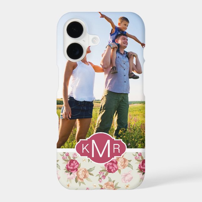 Custom Photo & Monogram Beautiful Peony Pattern (Back)