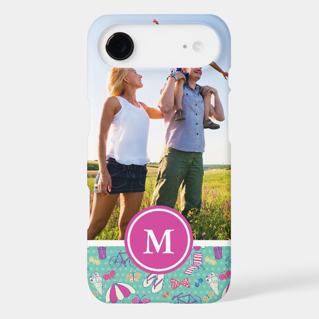 Custom Photo & Monogram Beautiful Summer Pattern Case-Mate iPhone Case (Back)