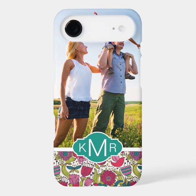 Custom Photo & Monogram Bright floral pattern Case-Mate iPhone Case (Back)