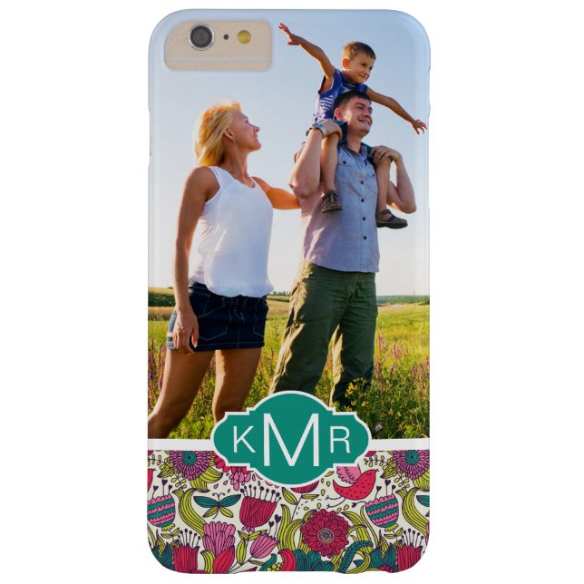 Custom Photo & Monogram Bright floral pattern Case-Mate iPhone Case (Back)
