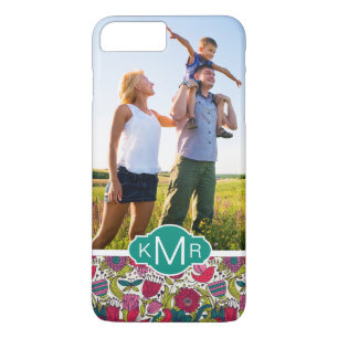 Custom Photo & Monogram Bright floral pattern iPhone 8 Plus/7 Plus Case