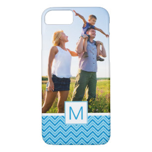 Custom Photo & Monogram Chevron Pattern Background iPhone 8/7 Case