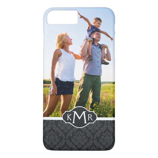 Custom Photo & Monogram Damask Pattern 6 Case-Mate iPhone Case (Back)