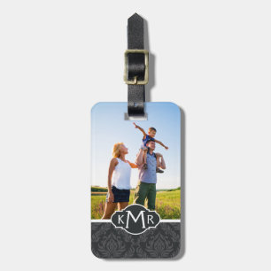 Custom Photo & Monogram Damask Pattern 6 Luggage Tag