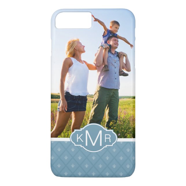 Custom Photo & Monogram Fleur-de-lis pattern Case-Mate iPhone Case (Back)