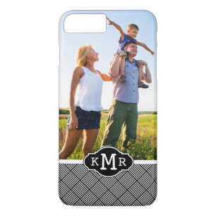 Custom Photo & Monogram Geometric checked texture iPhone 8 Plus/7 Plus Case