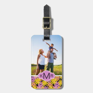 Custom Photo & Monogram Gerbera flowers pattern Luggage Tag