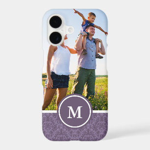 Custom Photo & Monogram Luxury Purple Wallpaper
