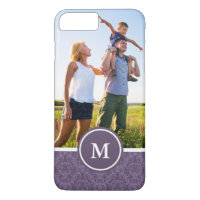 Custom Photo & Monogram Luxury Purple Wallpaper
