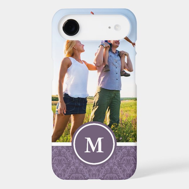 Custom Photo & Monogram Luxury Purple Wallpaper Case-Mate iPhone Case (Back)