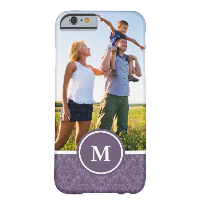 Custom Photo & Monogram Luxury Purple Wallpaper Case-Mate iPhone Case (Back)