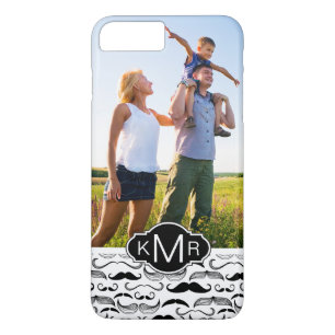 Custom Photo & Monogram Moustache pattern 2 iPhone 8 Plus/7 Plus Case