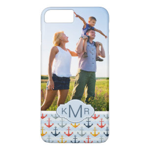 Custom Photo & Monogram Nautical Anchor Pattern iPhone 8 Plus/7 Plus Case