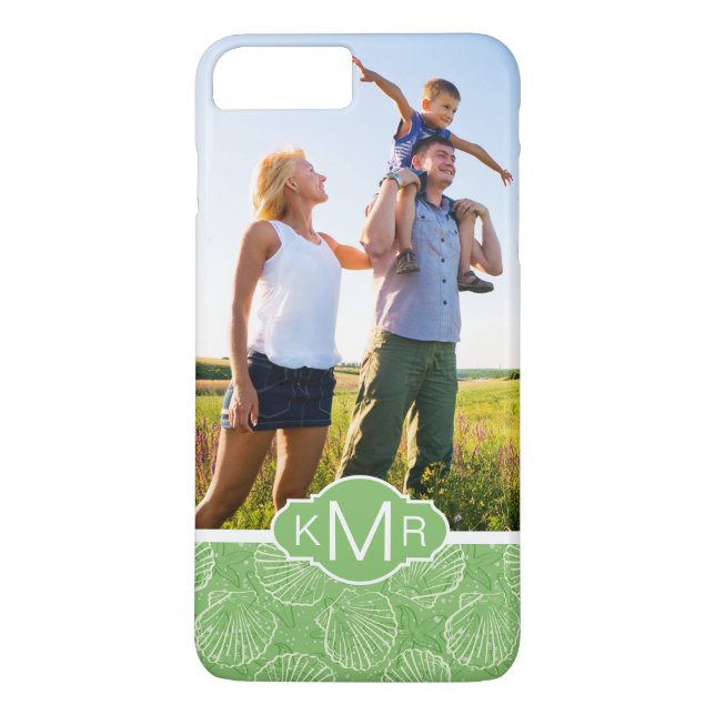 Custom Photo & Monogram Outline seashells Case-Mate iPhone Case (Back)