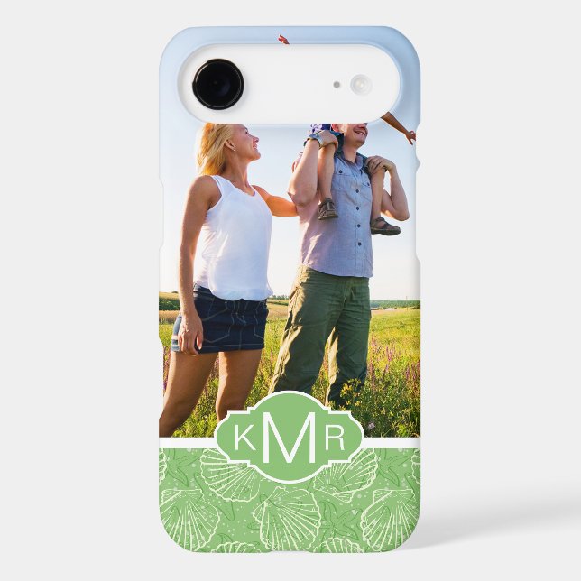 Custom Photo & Monogram Outline seashells Case-Mate iPhone Case (Back)