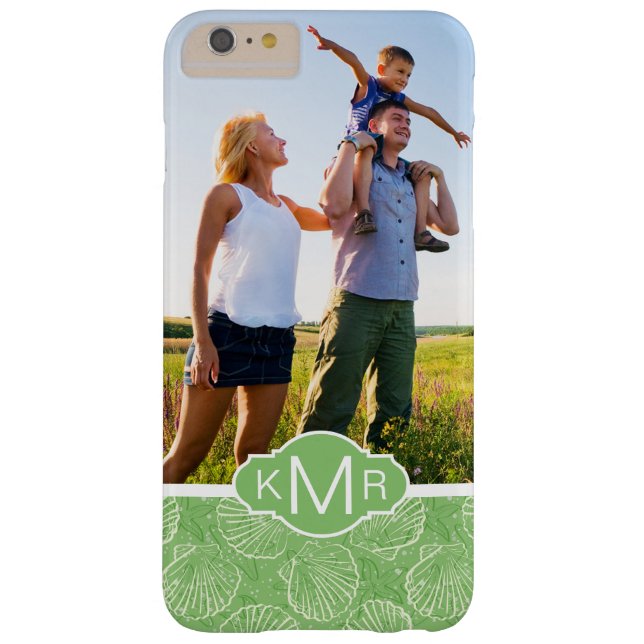 Custom Photo & Monogram Outline seashells Case-Mate iPhone Case (Back)