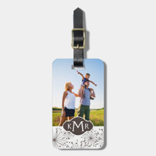 Custom Photo & Monogram Retro floral background Luggage Tag