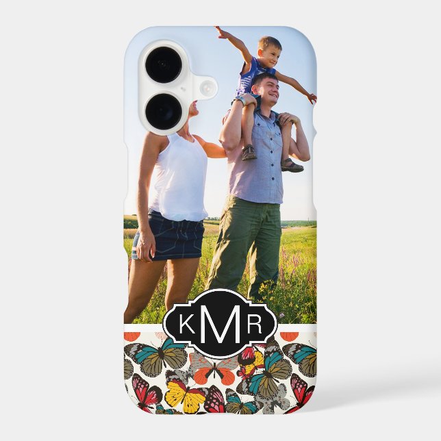 Custom Photo & Monogram Retro floral pattern 7 (Back)